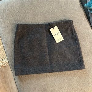 Mango, wool mini skirt, grey, NWT